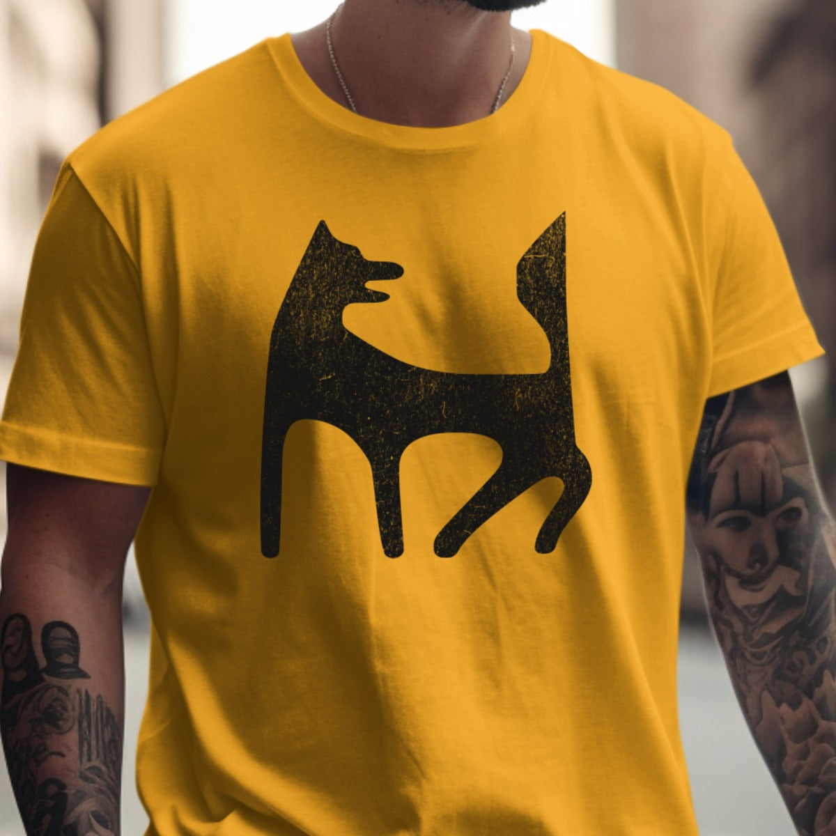 Stylish Yellow Tee with Bold Dog Graphic product type