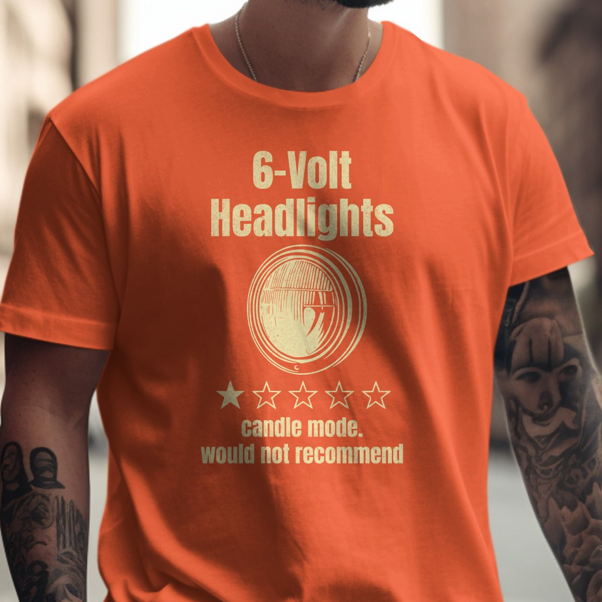 Humorous 6-Volt Headlights T-Shirt for Unique Product
