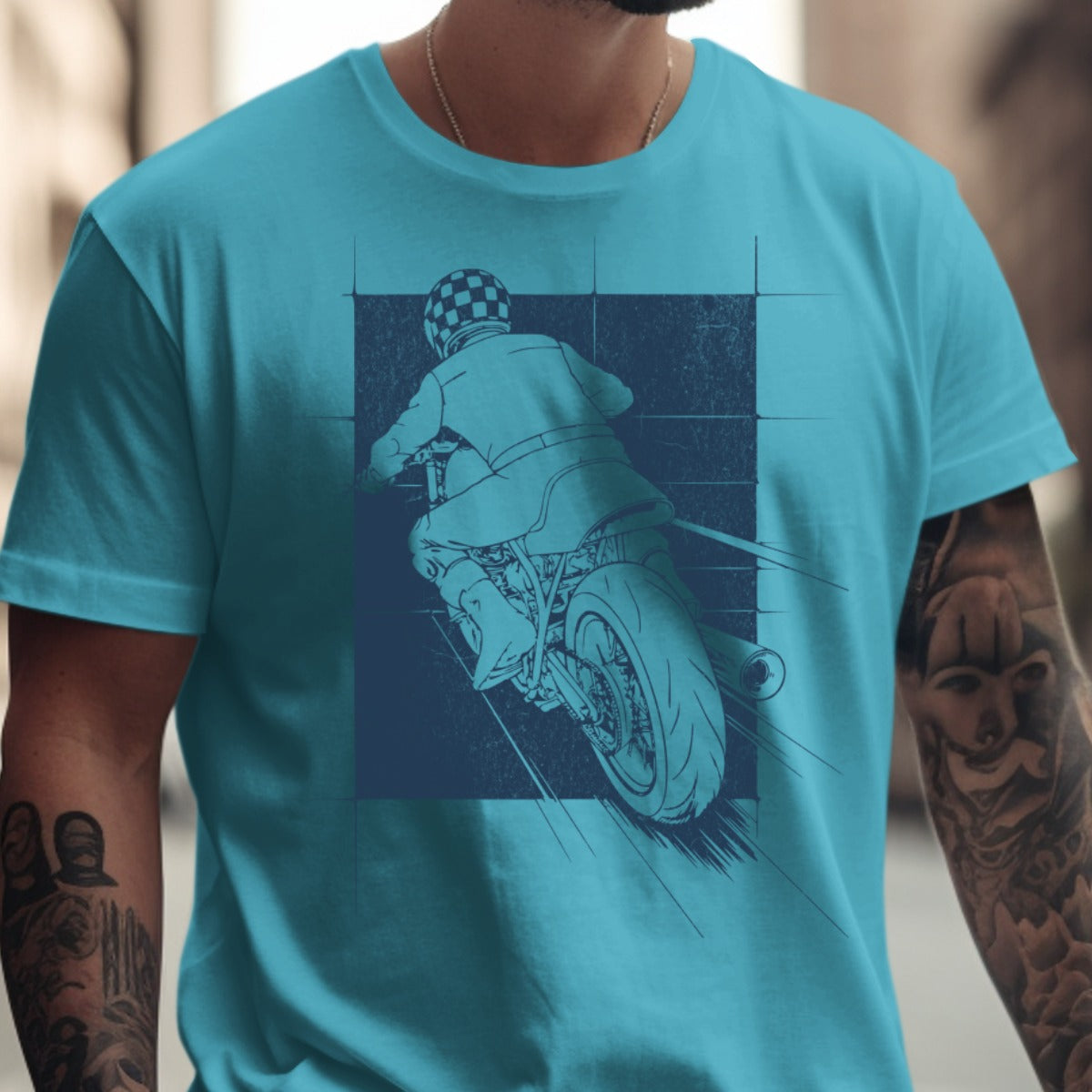 Motorcycle Racer Graphic Blue Shirt product