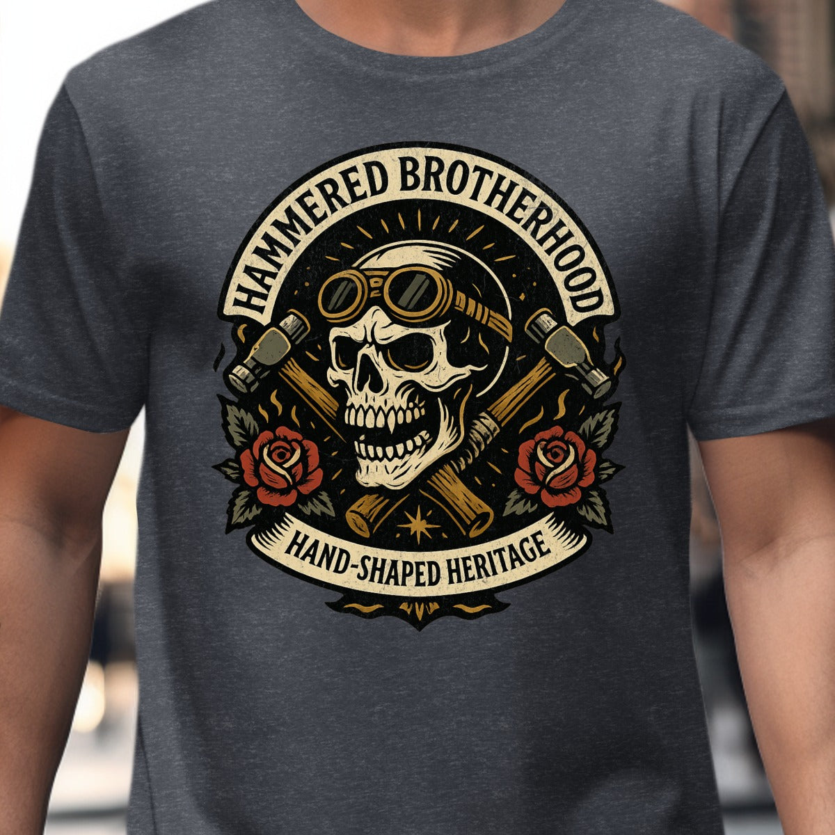 Hammered Brotherhood Skull and Roses message product type