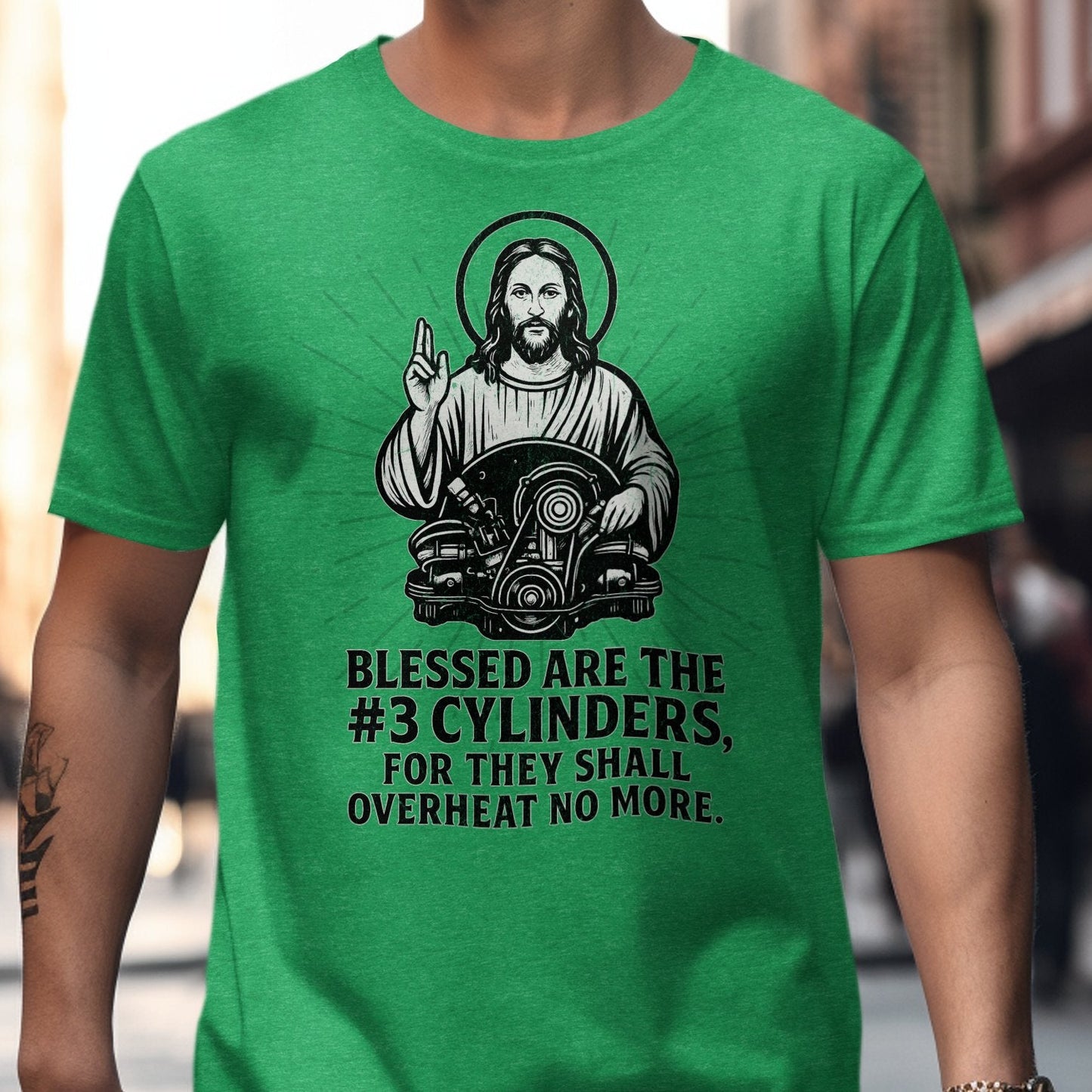 Blessed Are The Three Cylinders Graphic Tee product