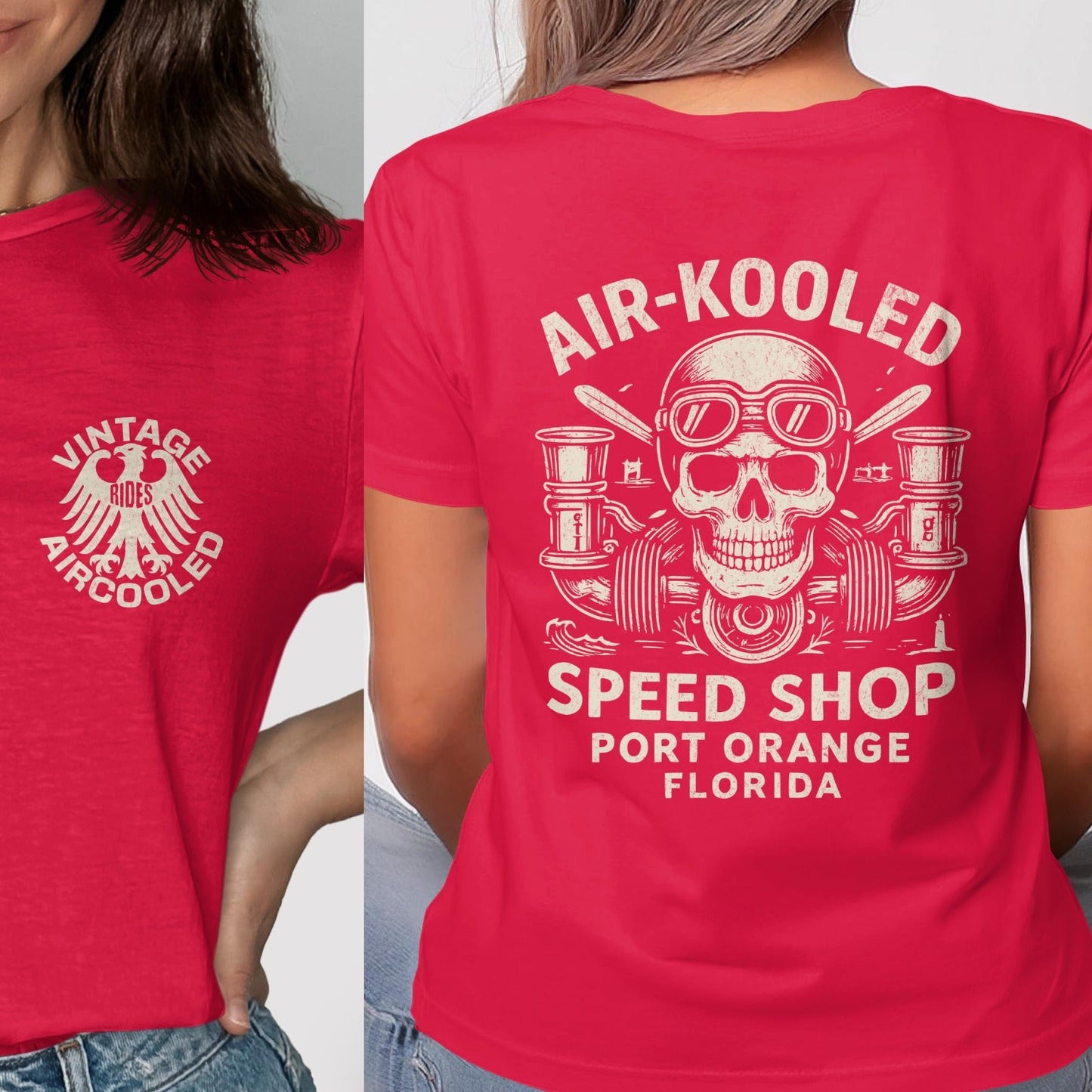 Vintage Aircooled Speed Shop Red Graphic Tee Shirt product type