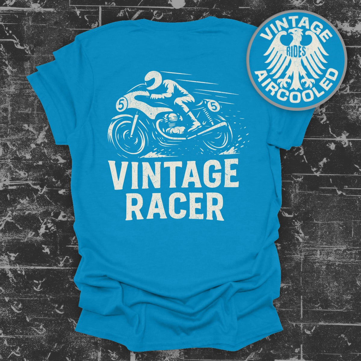 Vintage Racer Motorcyclist Blue T-shirt product