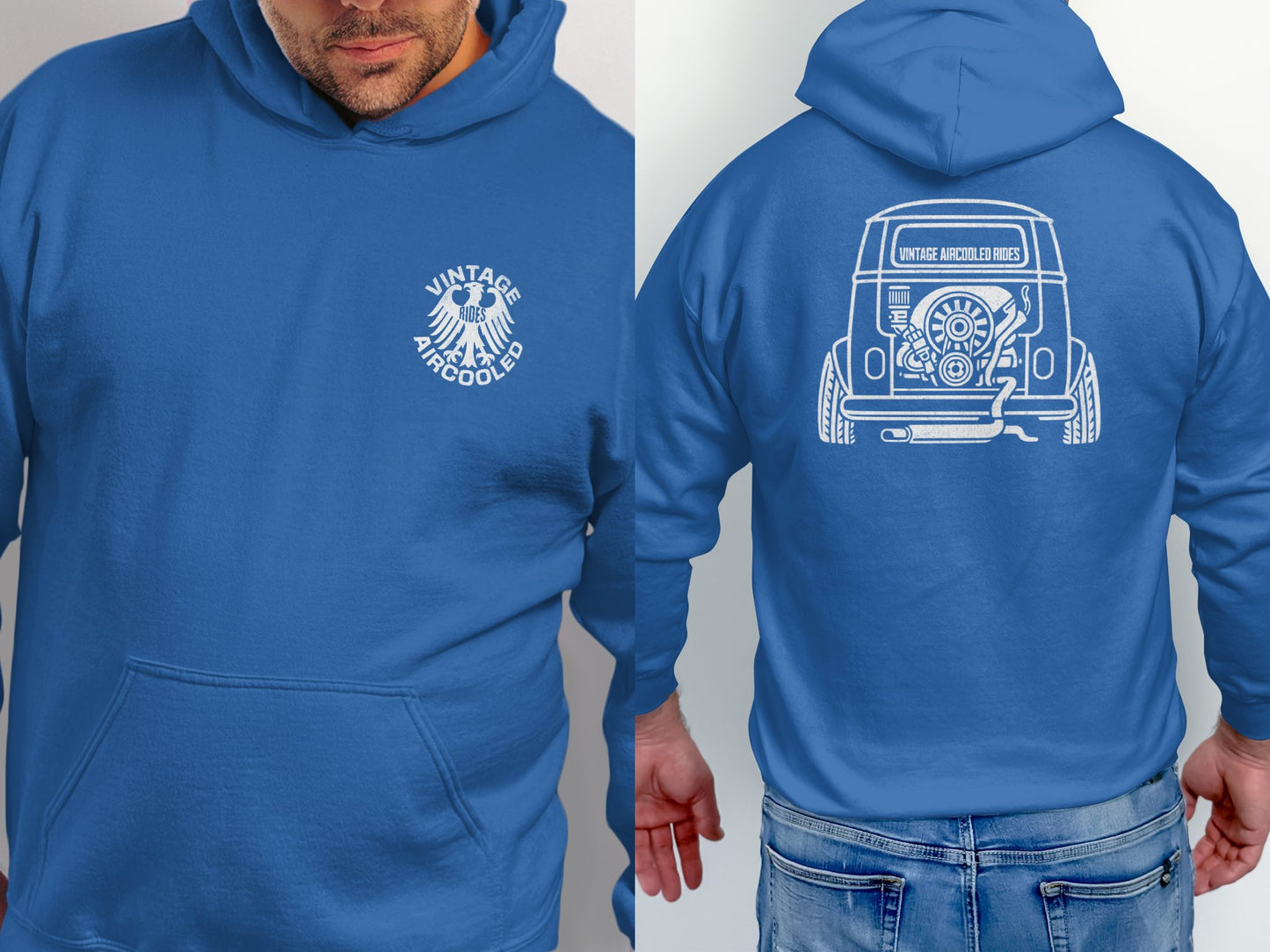 Vintage Aircooled Rides Printed Blue Hoodie product