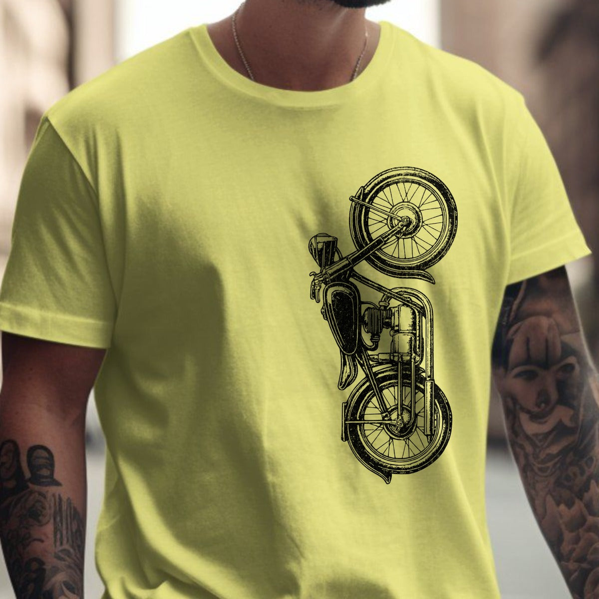 Vintage Motorcycle Graphic Yellow T-shirt product type