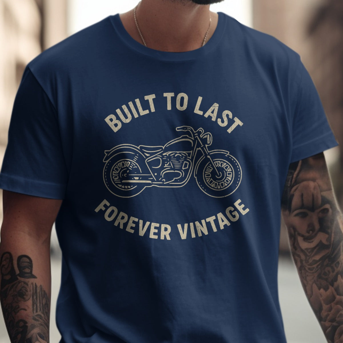 Built To Last Forever Vintage Motorcycle T-shirt Product