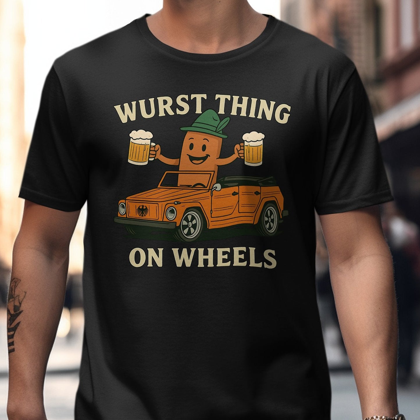 Wurst Thing On Wheels Funny Graphic Tee Shirt product