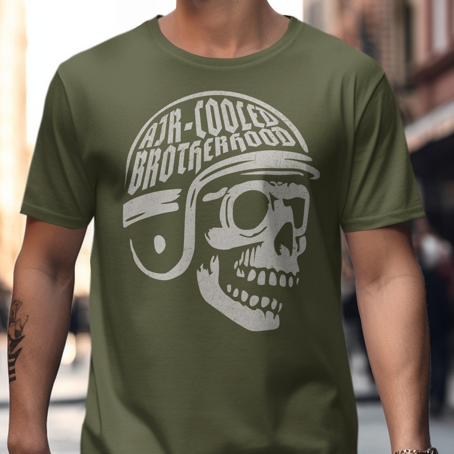 Air Cooled Brotherhood Skull Helmet T-Shirt product
