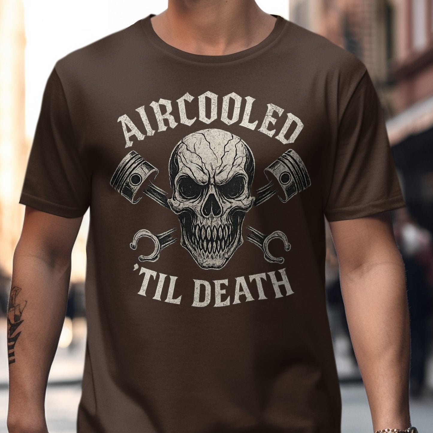 Aircooled Til Death Skull and Pistons T-shirt Product
