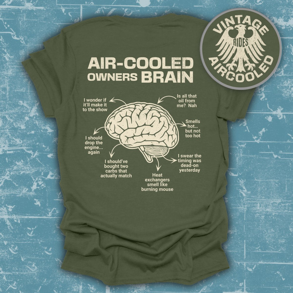 Vintage Rides Air-Cooled Owners Brain T-Shirt product type