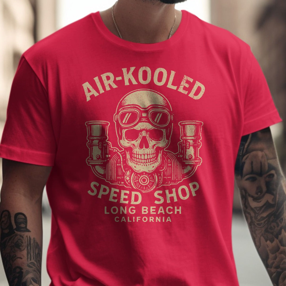 Air-Kooled Speed Shop Skull Graphic T-Shirt product