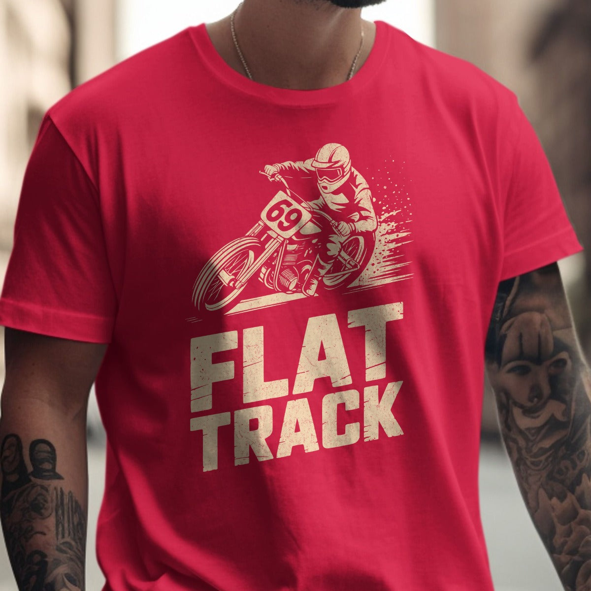 Flat Track Racing Red Graphic Print T-Shirt product type