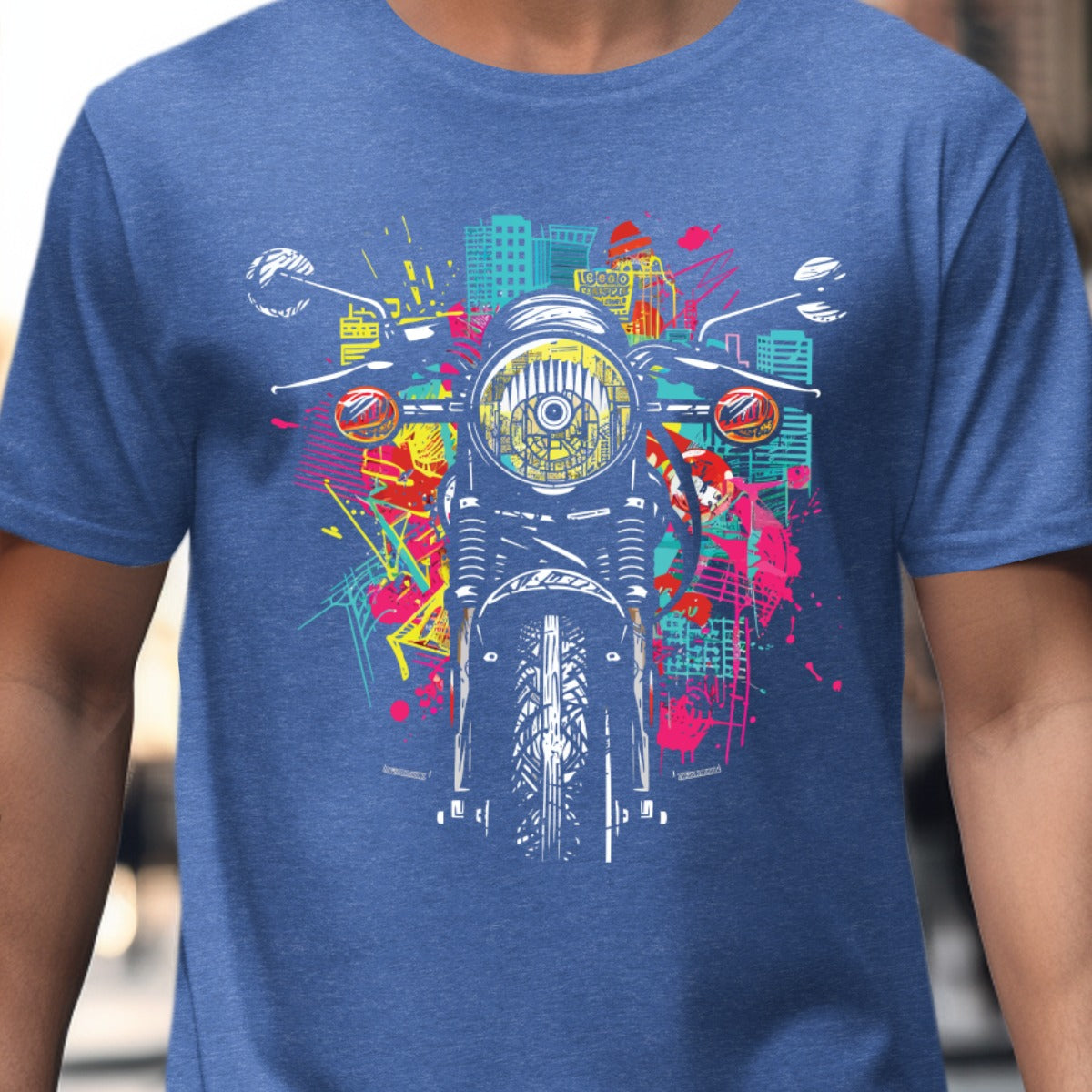 Vibrant Urban Motorcycle Design T Shirt product type