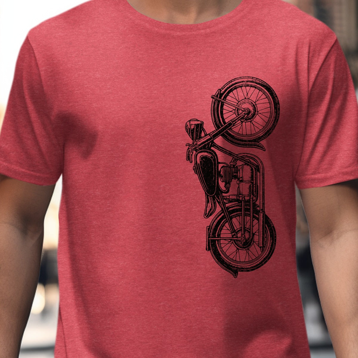 Men's Red T-Shirt with Artistic Bicycle Print product