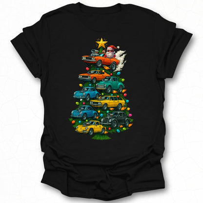 Christmas Tree Made of Cars with Santa Claus T-shirt