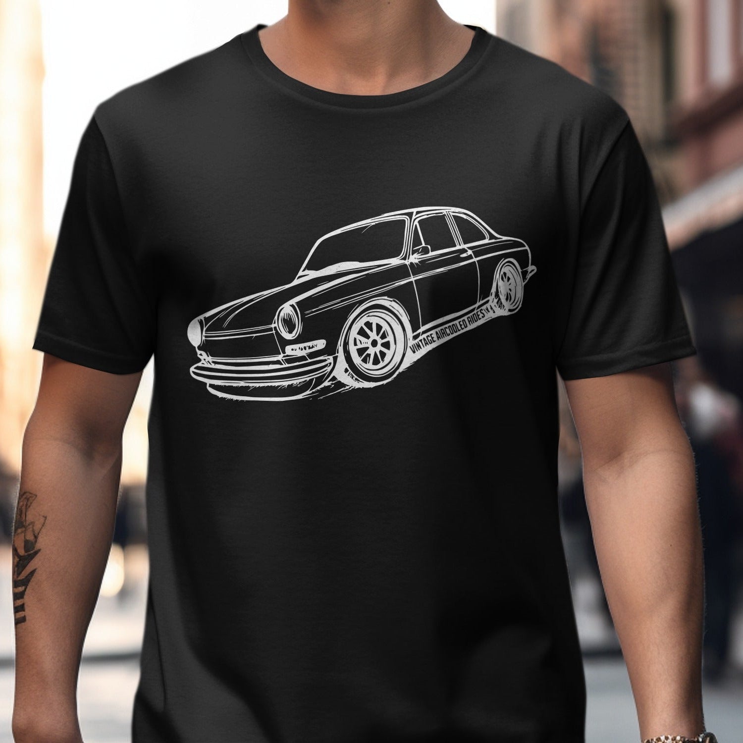 Classic Vintage Car Design on Black T-Shirt product