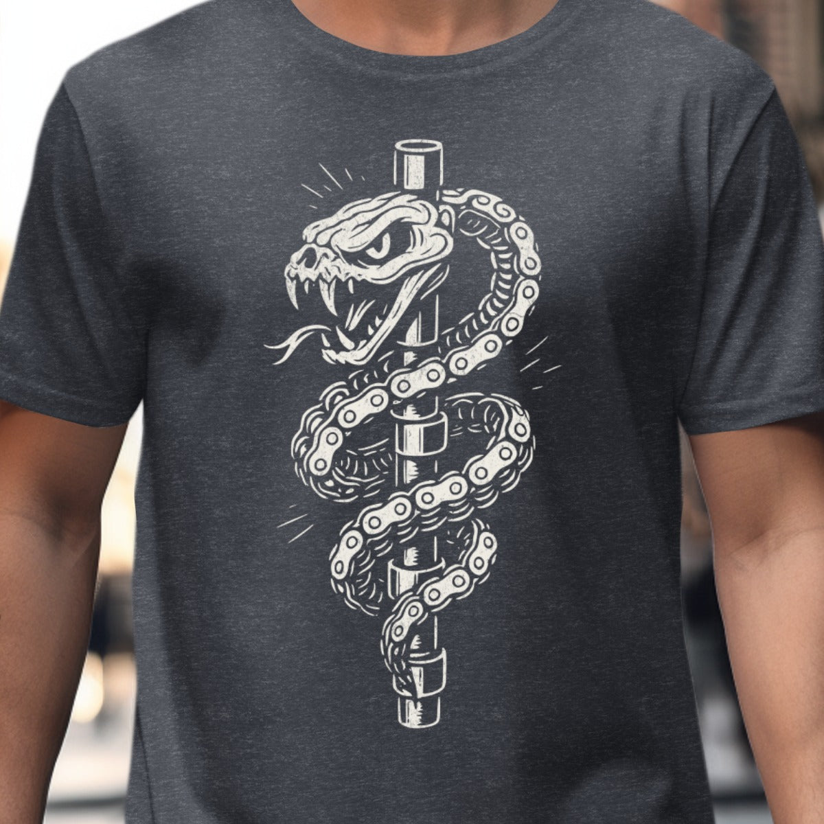 Edgy Snake Wrapped Around Pole Graphic Design T-shirt product