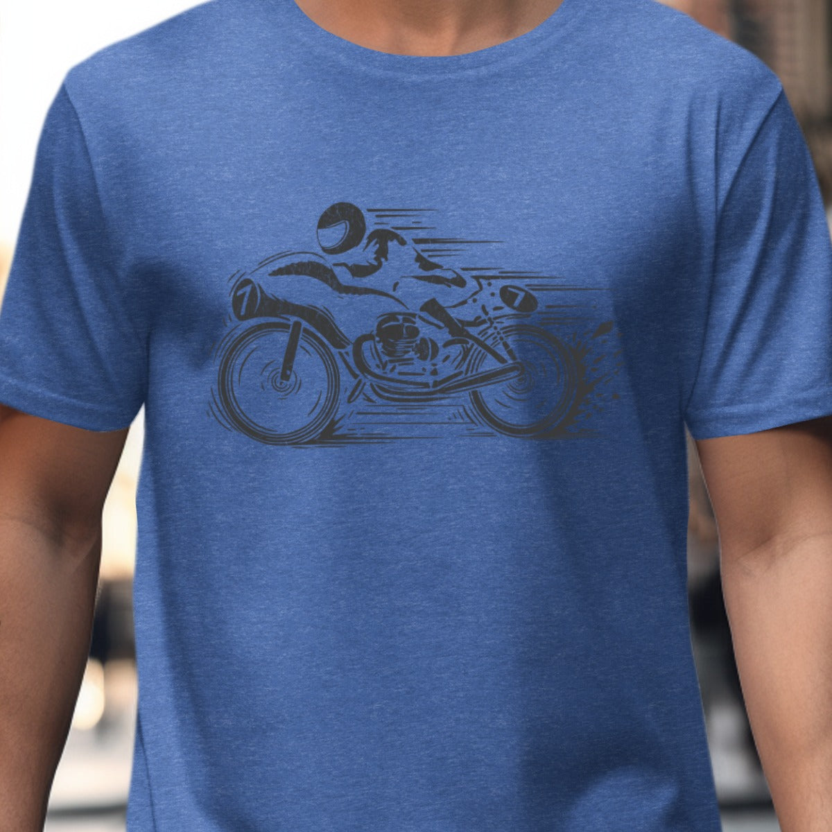 Blue T-Shirt with Motorcycle Rider Print product type