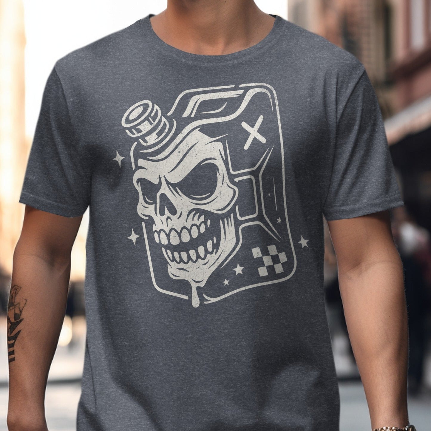 Skull and Gas Can Graphic Design T-shirt product