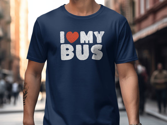 I Love My Bus Text Print Short Sleeve T-Shirt product
