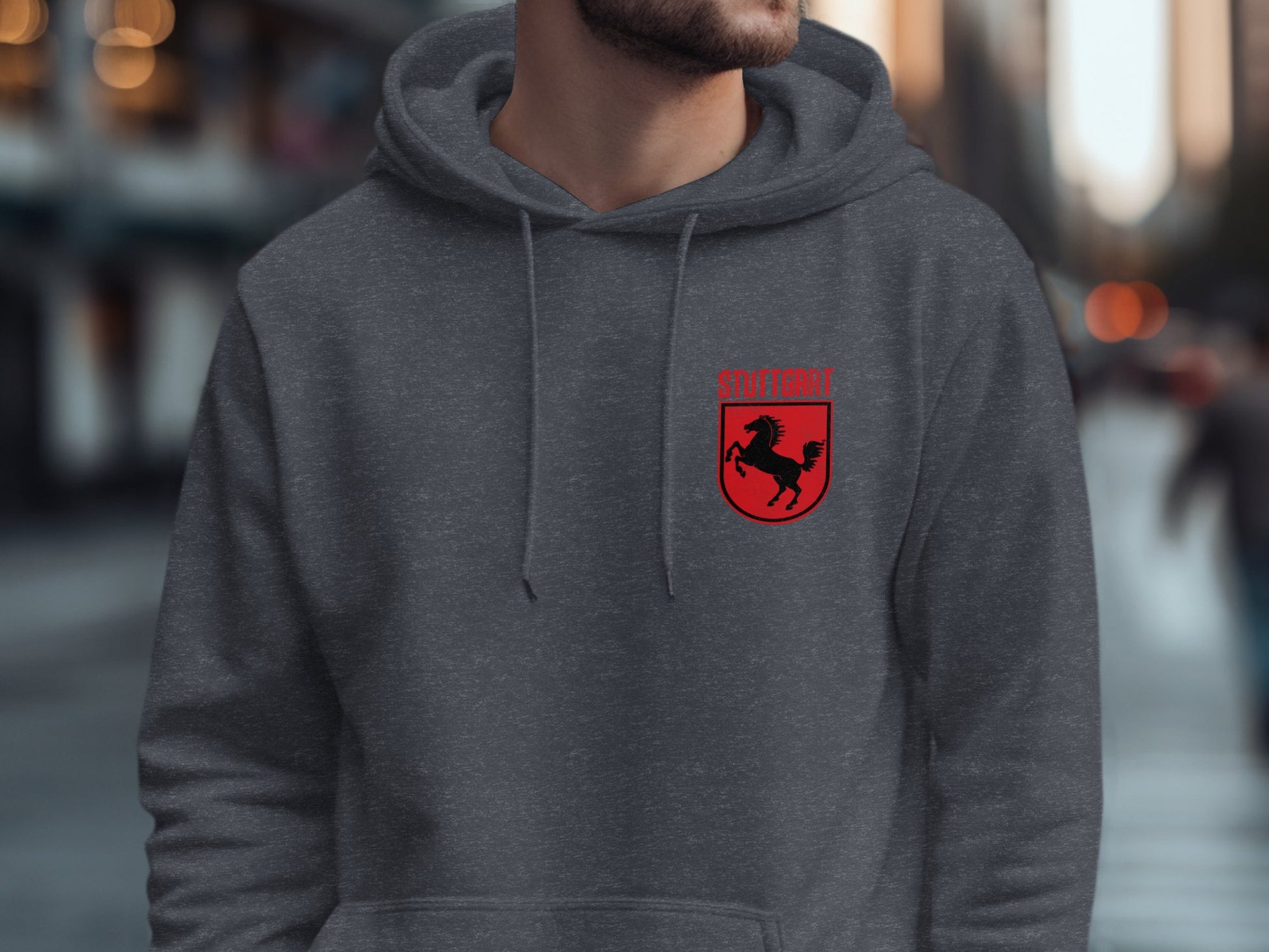 Stylish Embroidered Horse Shield Grey Hoodie product
