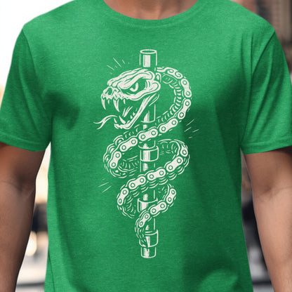 Serpent Wrapped Pole Graphic Green T-shirt product