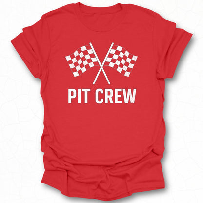 Pit Crew Checkered Flags Graphic Tee Shirt Product