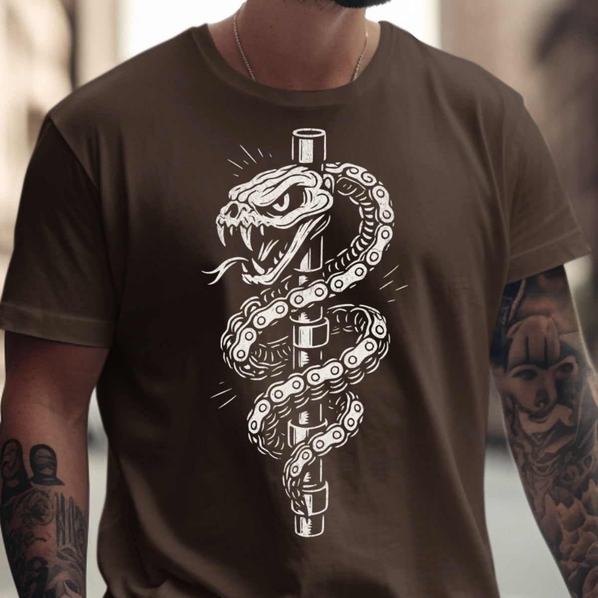 Snake Wrapped Around Pipe Design T-shirt product