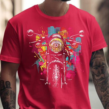 Vibrant Motorcycle Street Art Graphic Tee product