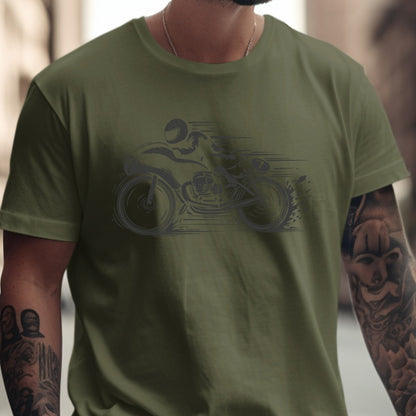 Rider on a Vintage Motorcycle Graphic Tee product type