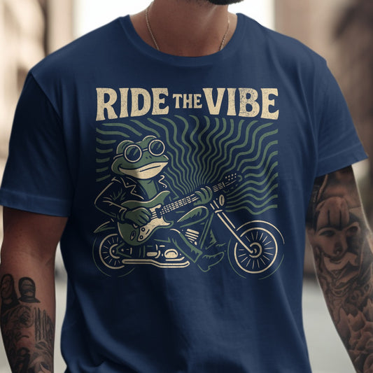 Ride The Vibe Frog On Motorcycle Graphic T-Shirt product