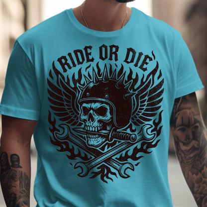 Ride or Die Skull Biker Graphic T-Shirt product type