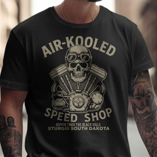 Air-Kooled Speed Shop Skull Graphic T-Shirt product