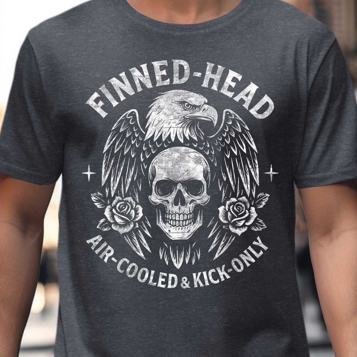 Iconic Finned-Head Graphic Tee with Bold Eagle Design