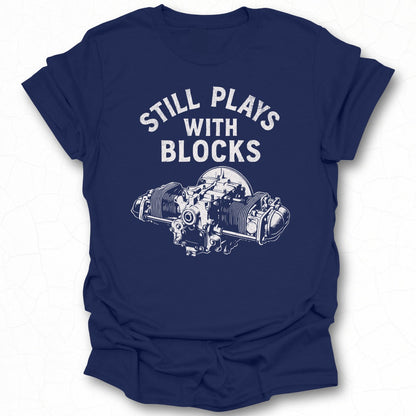 Still Plays With Blocks Print T-shirt