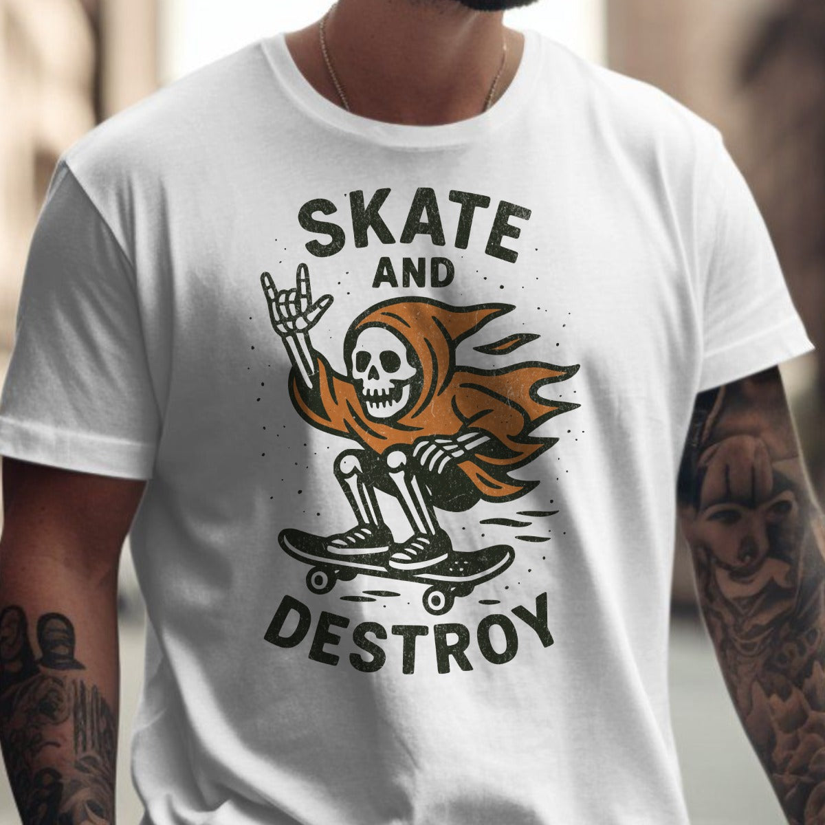 Skate and Destroy Graphic Print T-Shirt