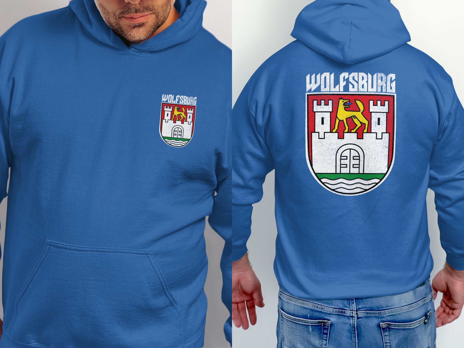 Wolfsburg Blue Hoodie with Crest Design product type