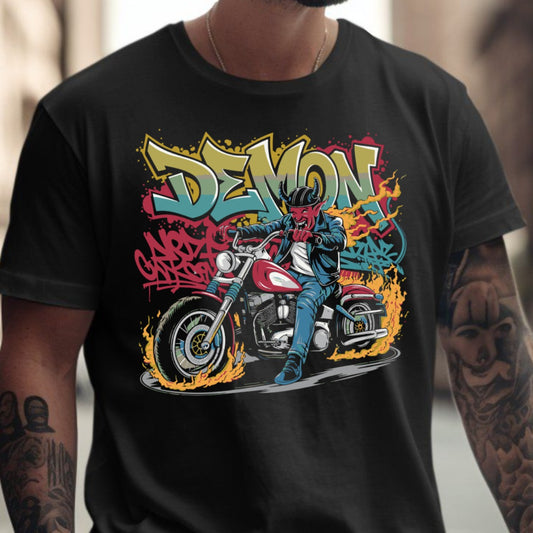 Demon Motorcycle Graffiti Art T-shirt product type