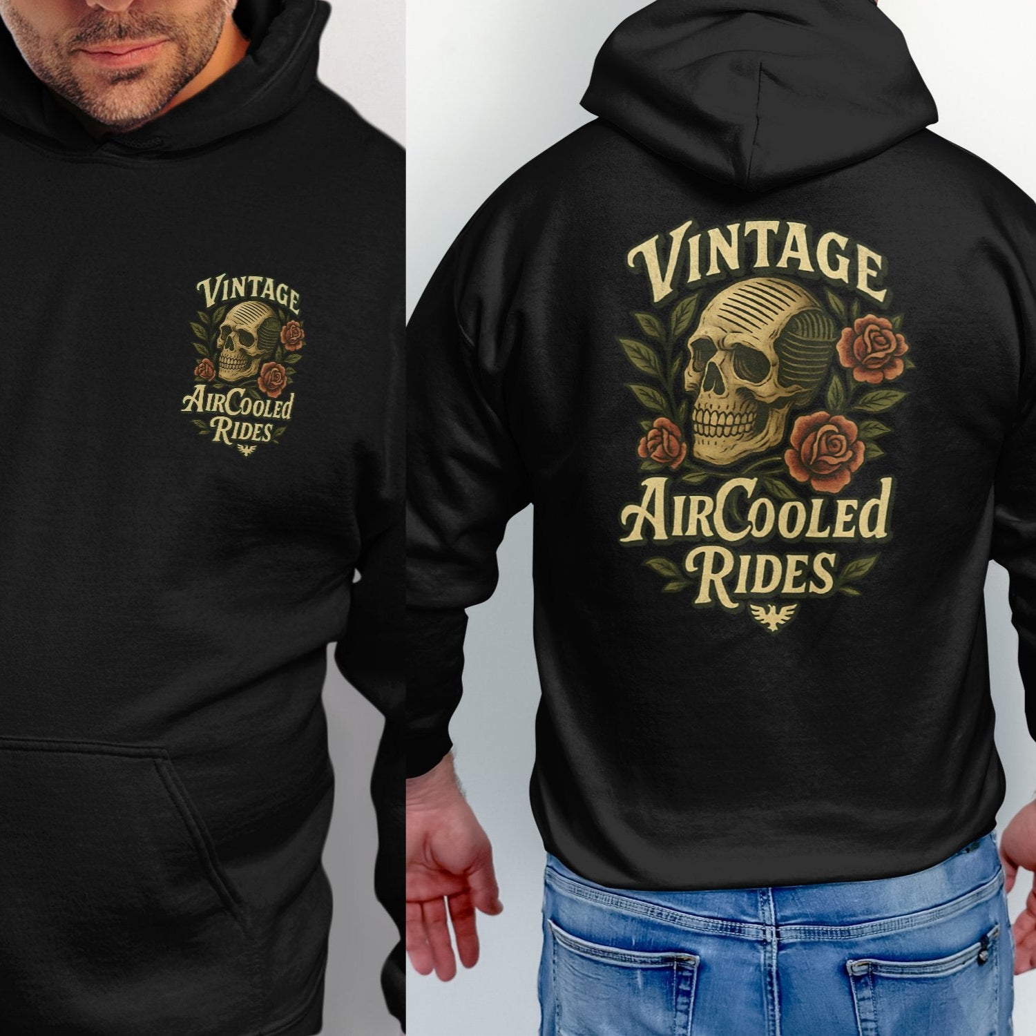Vintage AirCooled Rides Skull Graphic Hoodie product
