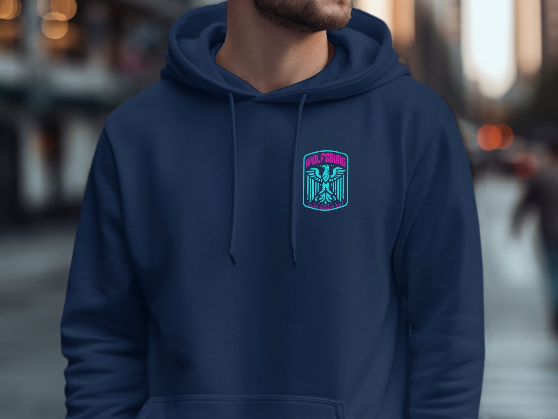 Stylish Blue Hoodie with Unique Embroidered Design product