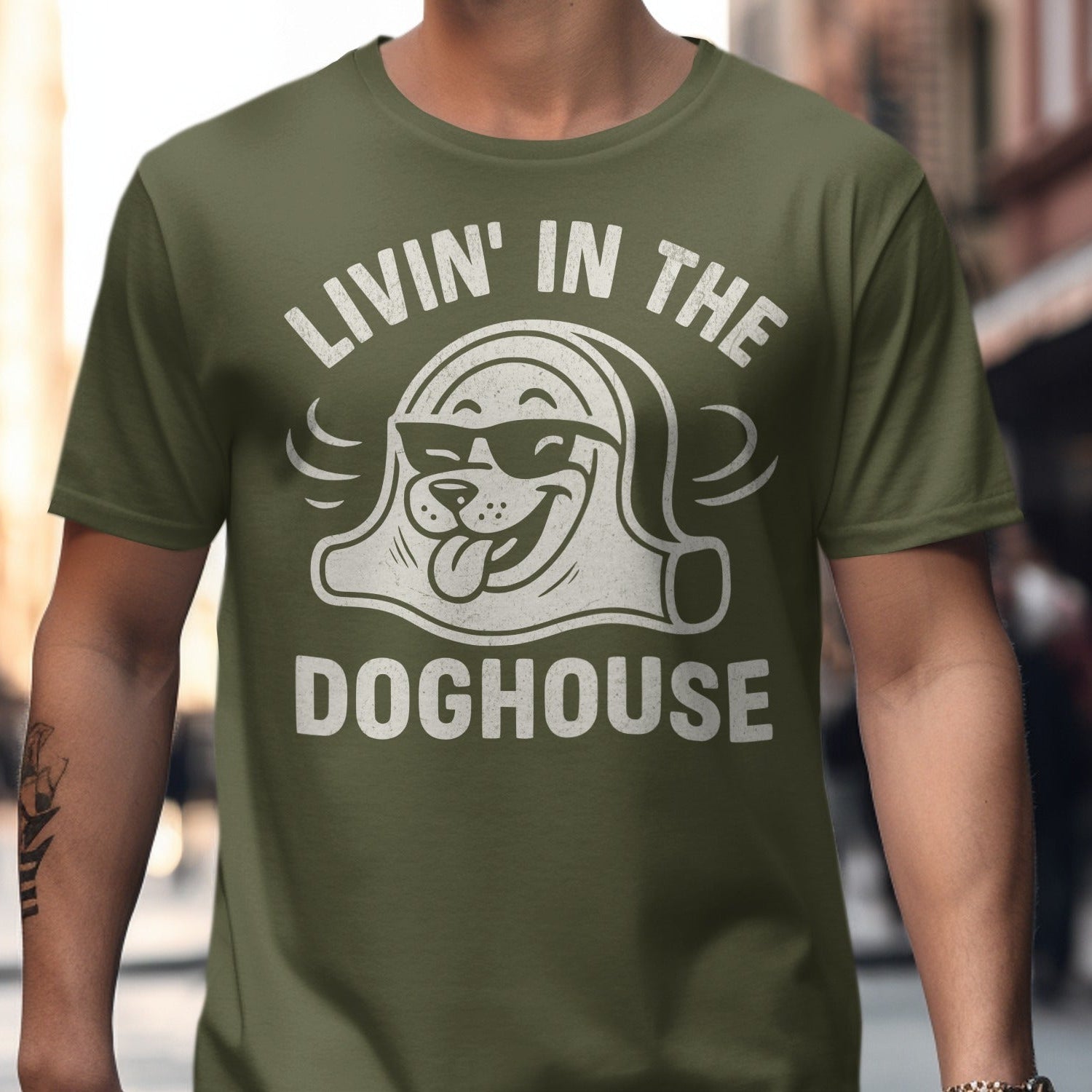 Livin in the Doghouse Graphic Tee Shirt product type