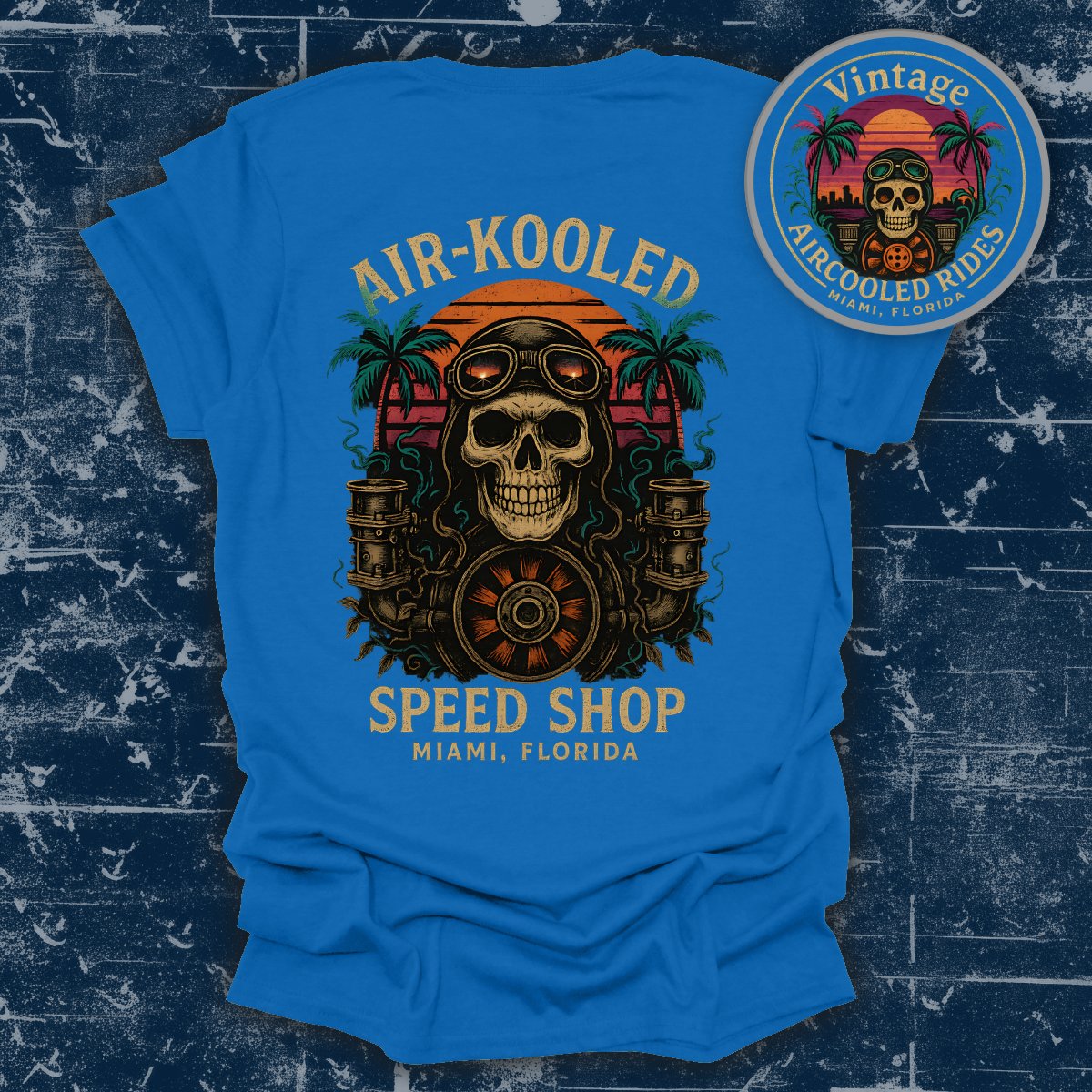 Air-Kooled Speed Shop Skull Retro T-Shirt product