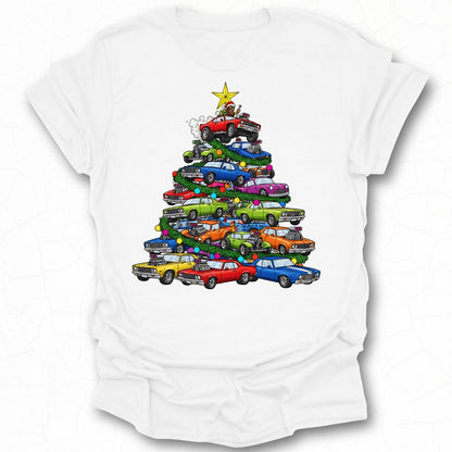 Christmas Tree Made Of Colorful Cars T-shirt