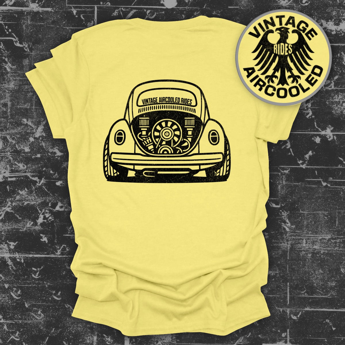 Vintage Aircooled Rides Yellow Graphic T-Shirt