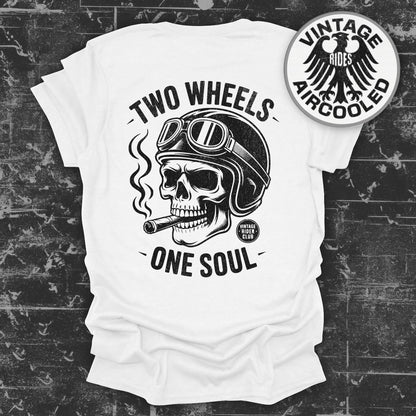 Two Wheels One Soul Skull Design Motorcycle Shirt