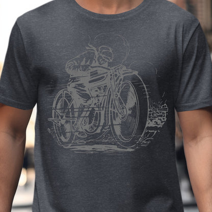 Vintage Motorcycle Graphic on Gray Apparel