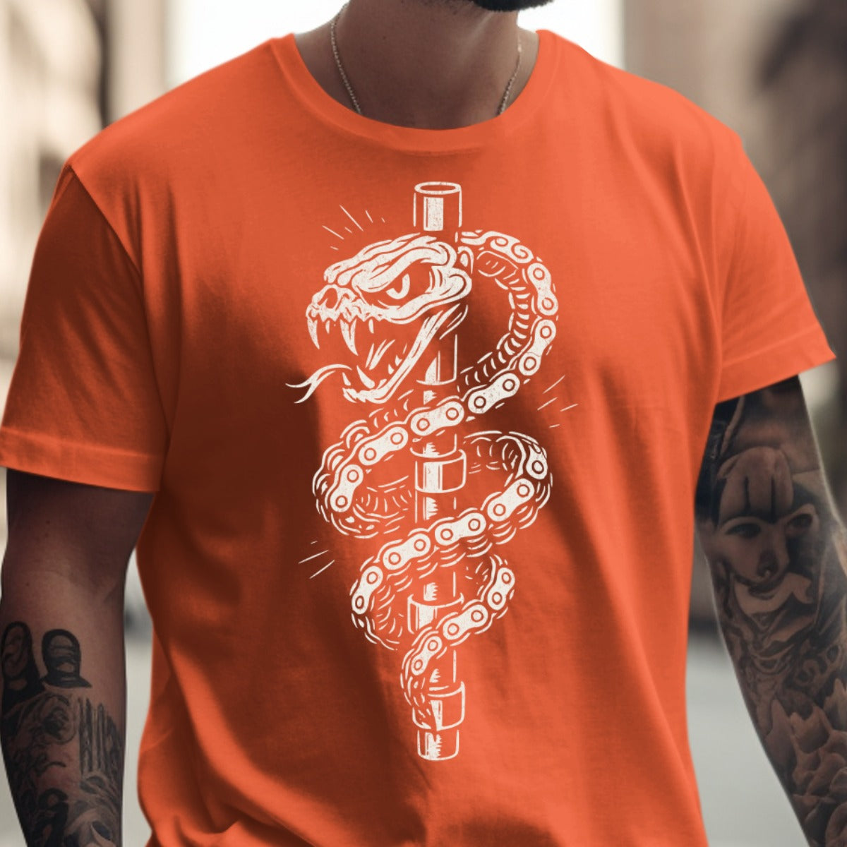 Striking Orange T-shirt with Unique Snake Design product type