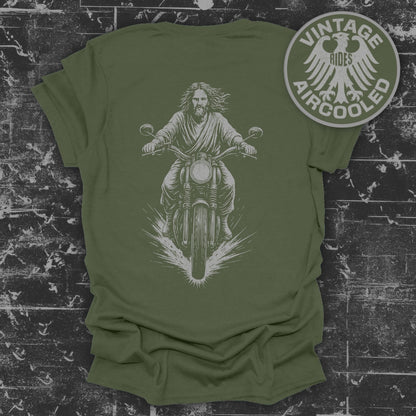 Vintage Aircooled Jesus Riding Motorcycle product type