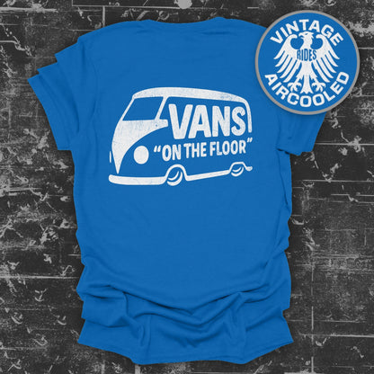 Retro Blue T-Shirt with Classic Van Graphic Design
