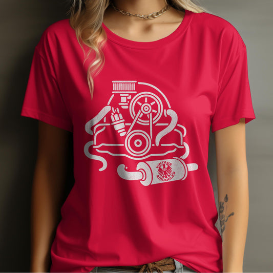 Vibrant Red Custom Car Engine Graphic T-Shirt product